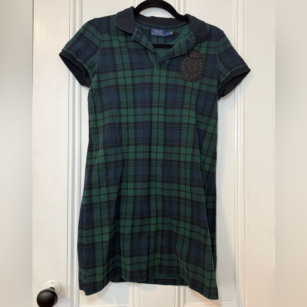Polo Ralph Lauren Blackwatch Tartan Plaid Polo Shirt Dress Girls Size M